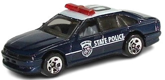 Hot Wheels 1998 - Collector # 875 - Police Car - Dark Blue &amp; White / State Police - USA Blue Car Card