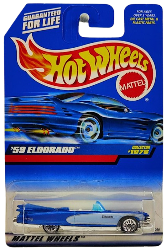 Hot Wheels 1999 - Collector # 1076 - '59 (Cadillac) Eldorado - Metalflake Blue / Pinstripes - USA Card