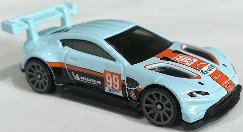 Hot Wheels 2023 - Collector # 098/250 - HW Turbo 2/5 - Aston Martin Vantage GTE - Powder Blue / Gulf Racing - USA