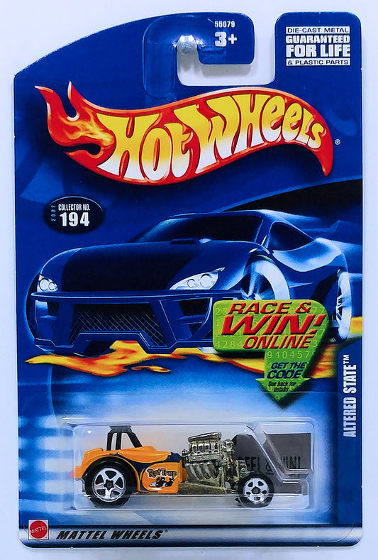 Hot Wheels 2002 - Collector # 194/240 - Altered State / Rat Trap - Pearl Yellow - USA 'Race & Win' Card