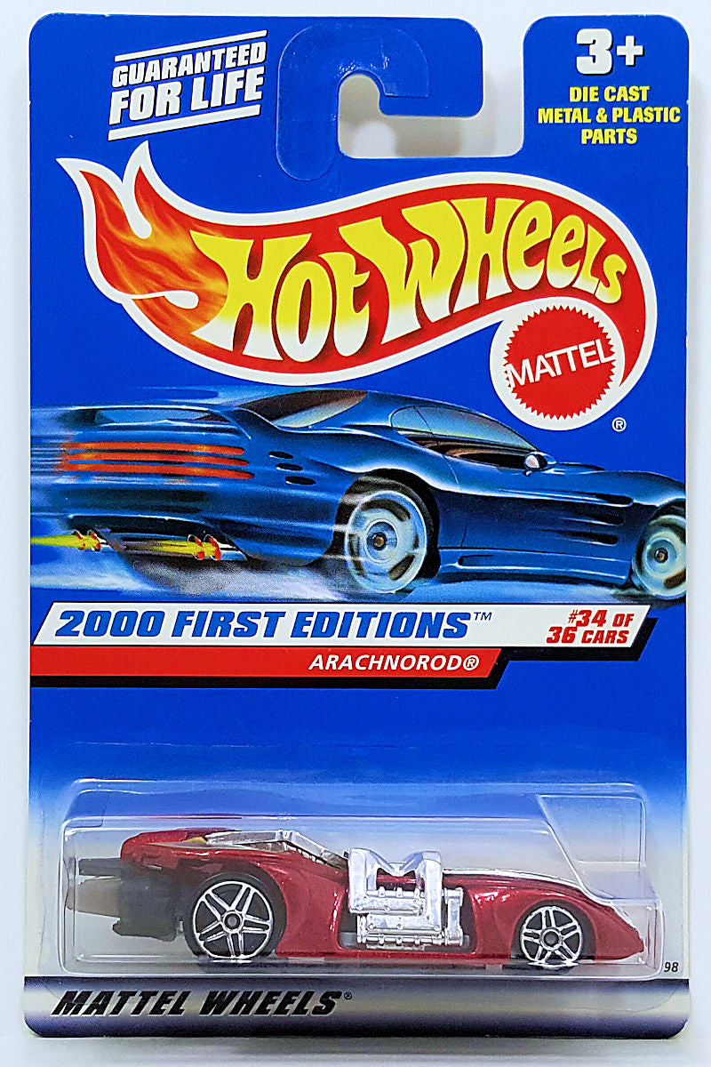 Hot Wheels 2000 - Collector # 094/250 - First Editions 34/36 - Arachnorod - Metallic Red - USA 'Square' Card