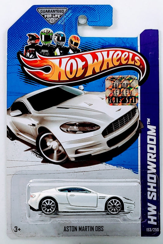 Hot Wheels 2013 - Collector # 153/250 - HW Showroom / Asphalt Assault - Aston Martin DBS - White - USA Card with Factory Set Sticker