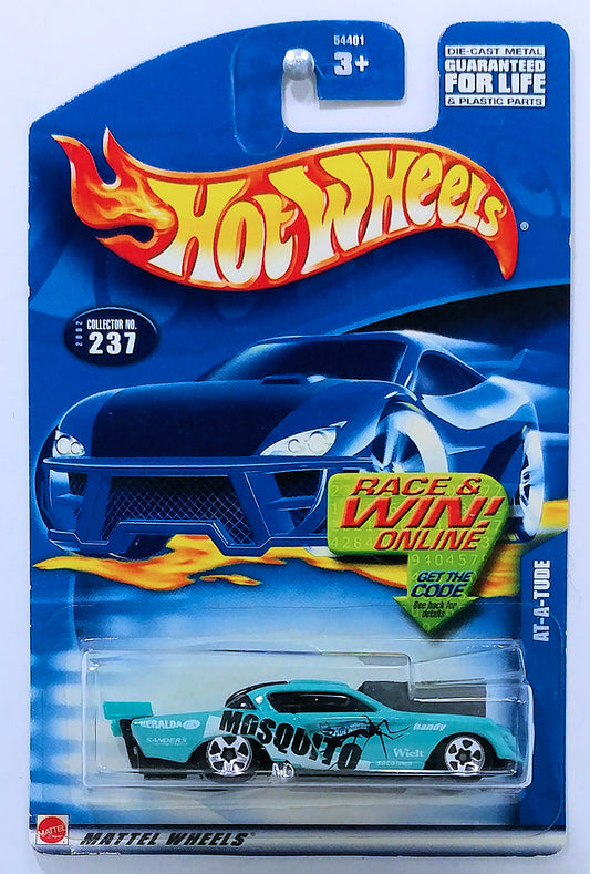 Hot Wheels 2002 - Collector # 237/240 - At-A-Tude (Studebaker) - Light Blue / "Mosquito" and Racing Decals - USA 'Race & Win' Card