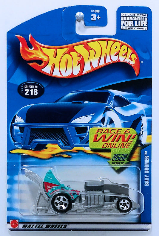 Hot Wheels 2002 - Collector # 218/240 - Baby Boomer - Light Blue - USA 'Race & Win' Card