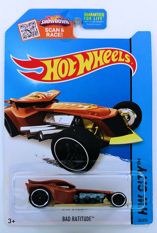 Hot Wheels 2015 - Collector # 036/250 - HW City / Street Beasts - Bad Ratitude - Brown - USA 'Scan & Race' Card