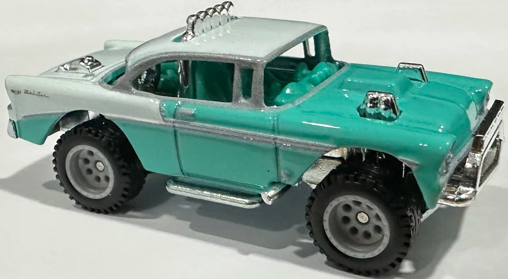 Hot Wheels 2023 - Premium / Car Culture / HW Off Road # 4/5 - Big-Air Bel-Air - Turquoise & White - Metal/Metal & Real Riders