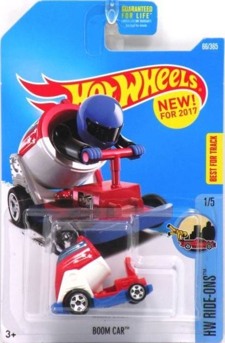 Hot Wheels 2017 - Collector # 066/365 - HW Ride-Ons 1/5 - New Models - Boom Car - Red, White & Blue - Figures can Attach - USA Card