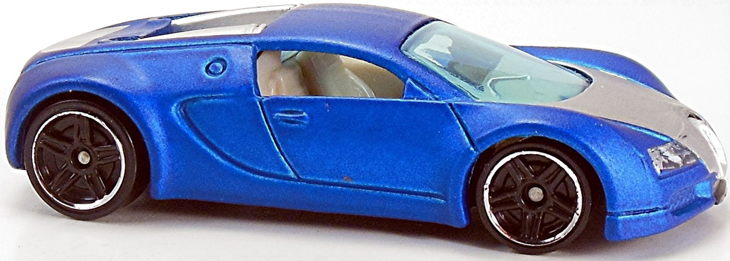 Hot Wheels 2010 - Collector # 160/240 - Hot Auction 2/10 - Bugatti Veyron - Satin Blue - USA Card with Beckett Promo & Factory Set Sticker