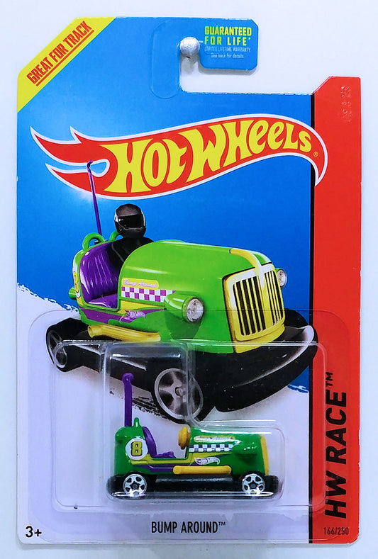 Hot Wheels 2014 - Collector # 166/250 - HW Race / Track Aces - Bump Around - Green - USA Card