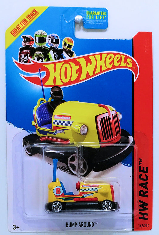 Hot Wheels 2014 - Collector # 166/250 - HW Race / Track Aces - Bump Around - Yellow - USA Card