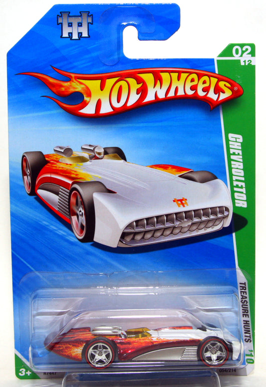 Hot Wheels 2010 - USA Collector # 046/240 - 'SUPER' Trea$ure Hunt$ 02/12 - Chevroletor - Spectraflame Red & White - Real Rider - USA Card