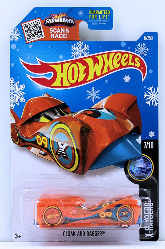 Hot Wheels 2016 - Collector # 017/250 - X-Raycers 7/10 - Cloak and Dagger - Transparent Orange - USA 'Snowflake' Card only at Target