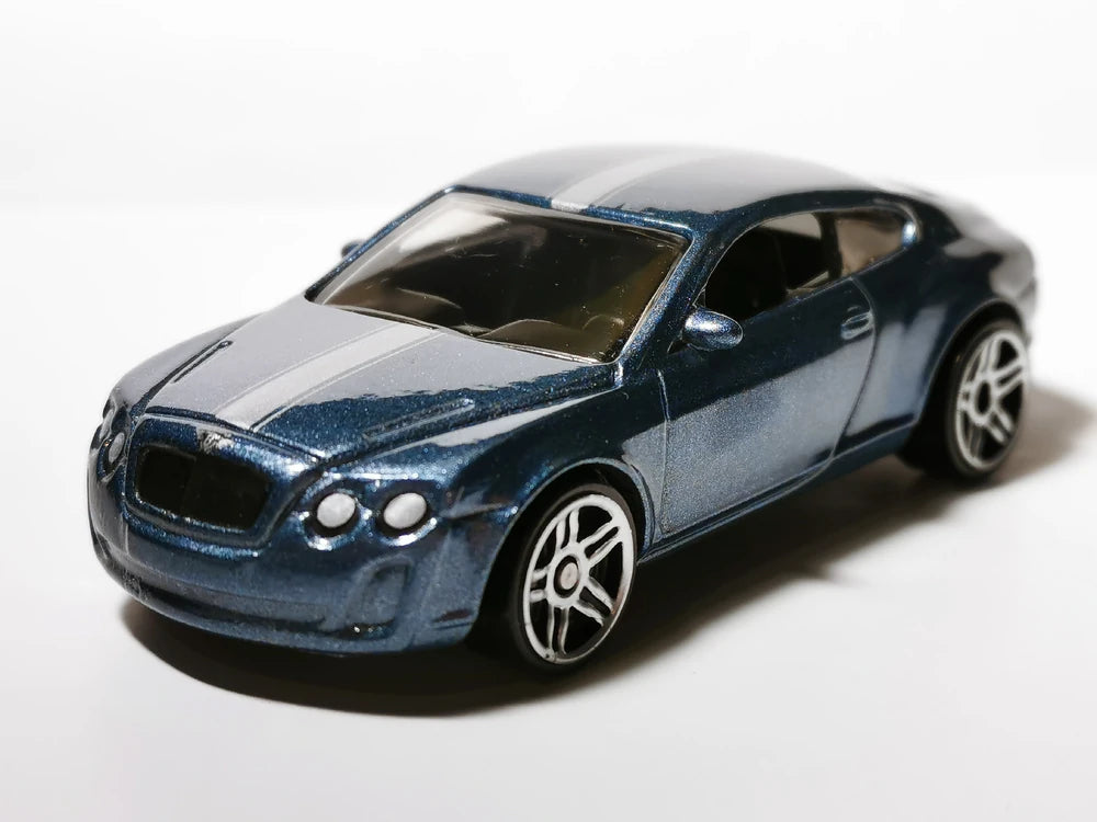 Hot Wheels 2021 - Theme / Factory 500 H.P. # 6/10 - Bentley Continental Supersports - Metalflake Steel Blue - PR5 Wheels - Walmart Exclusive