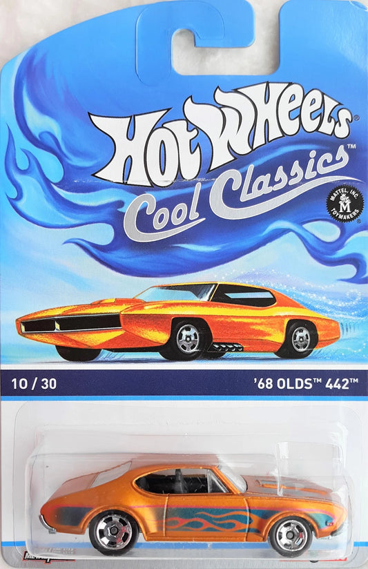 Hot Wheels 2014 - Cool Classics 10/30 - '68 Olds 442 - Spectrafrost Orange - Metal/Metal & Retro Slots - Orange Car Card