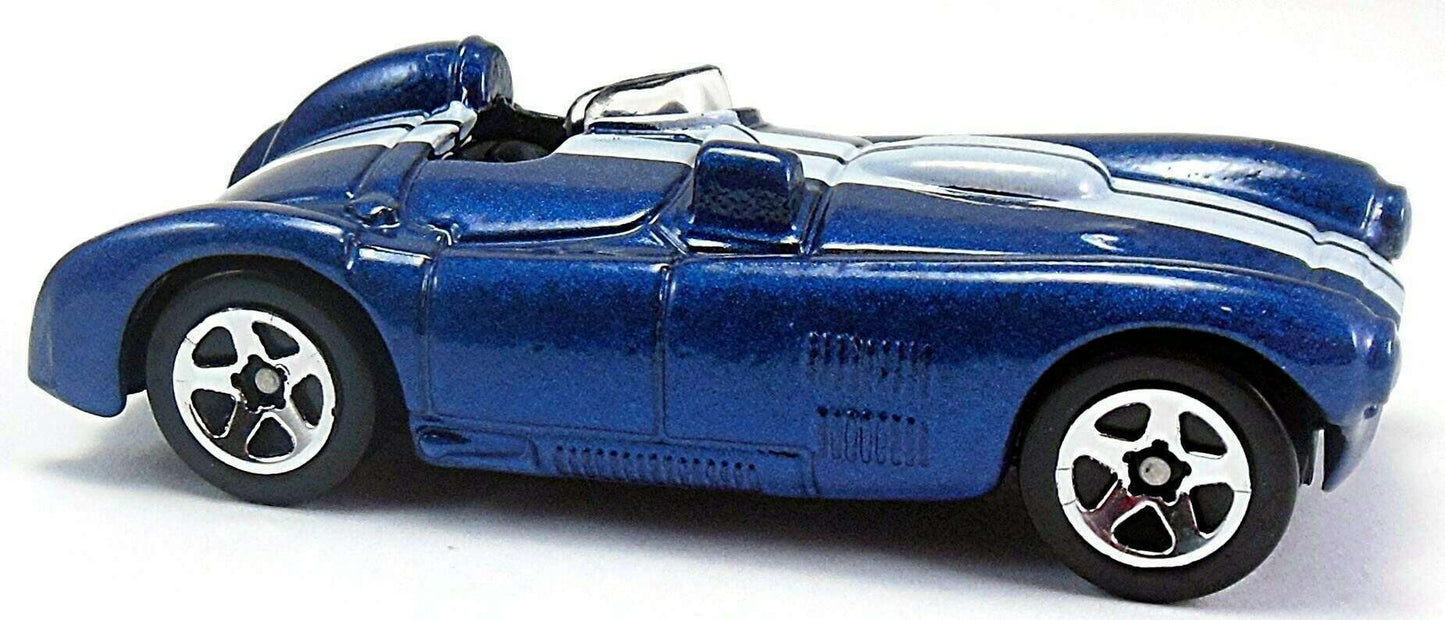 Hot Wheels 2002 - Collector # 156/240 - Cunningham C4R - Metallic Blue - China - USA 'Race & Win' Card