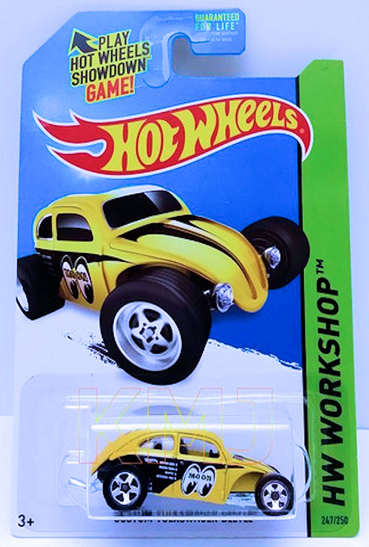 Hot Wheels 2014 - Collector # 247/250 - HW Workshop / HW Performance - Custom Volkswagen Beetle - Yellow / Mooneyes - USA Card