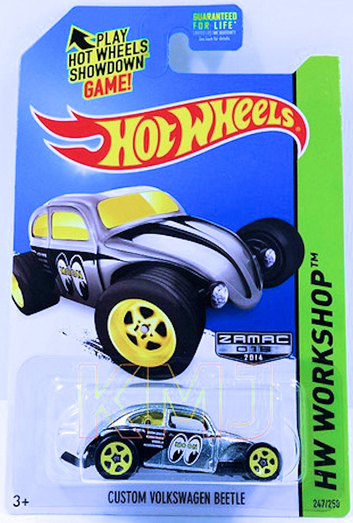 Hot Wheels 2014 - Collector # 247/250 - HW Workshop / HW Performance / ZAMAC 016 - Custom Volkswagen Beetle - ZAMAC / Mooneyes - Walmart Exclusive - USA Card