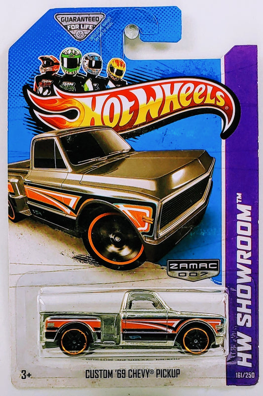 Hot Wheels 2013 - Collector # 161/250 - HW Showroom / HW Hot Trucks / ZAMAC 007 - Custom '69 Chevy Pickup - ZAMAC - Walmart Exclusive - USA Card