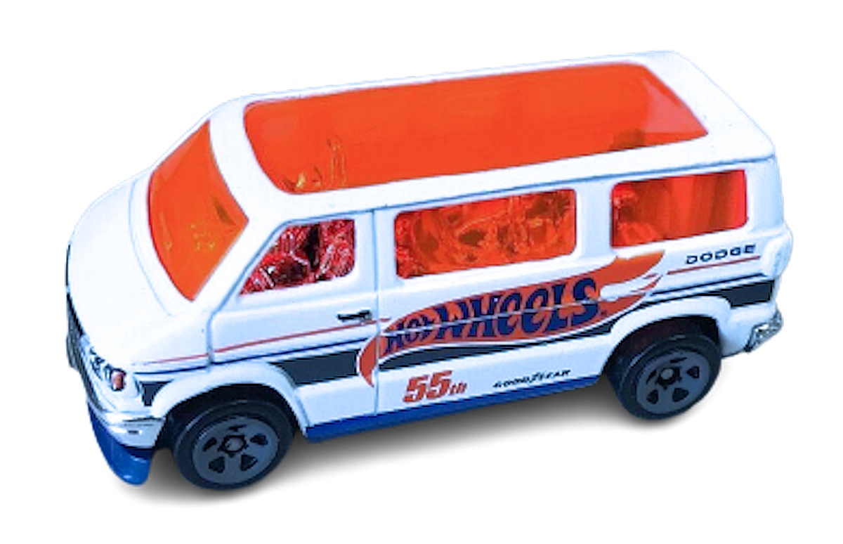 Hot Wheels 2023 - Collector # 066/250 - HW 55th Race Team 02/05 - Dodge Van - White - Hot Wheels Graphics / '55th' - USA