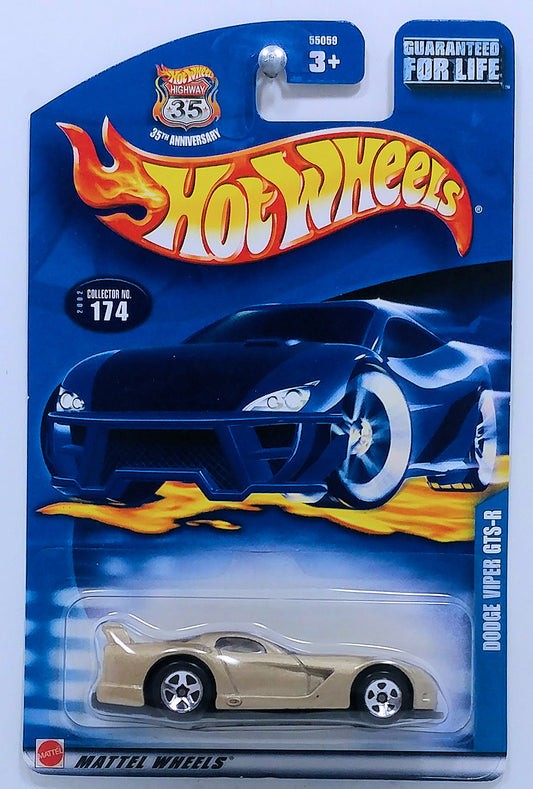 Hot Wheels 2002 - Collector # 174/240 - Dodge Viper GTS-R - Champagne - USA '35th Anniversary' Card