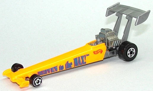 Hot Wheels 1994 - Collector # 245 - Driven To The Max (Dragster) - Neon Orange - USA Blue Card with "New Model"