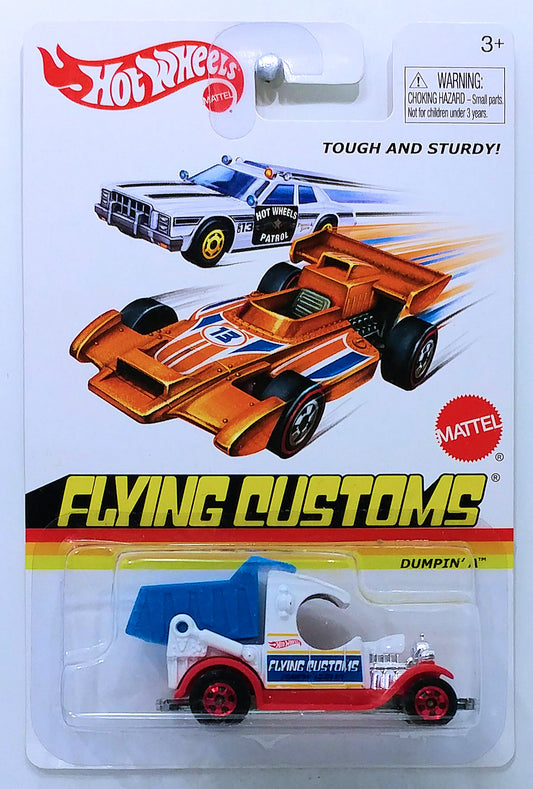 Hot Wheels 2013 - Flying Customs / Mix 1 - Dumpin' A - Red White & Blue - Red Basic Wheels - Metal/Metal - Flip Up Bed - Target Exclusive - MPN X81867