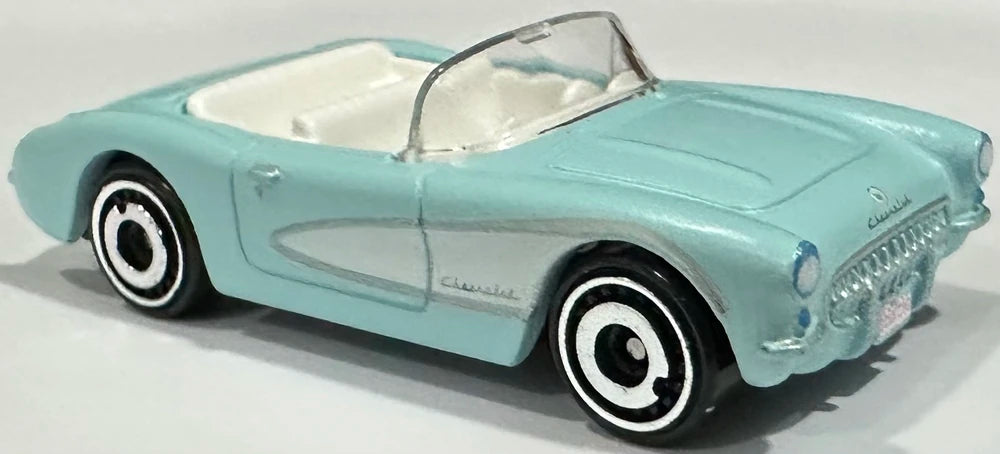 Hot Wheels 2023 - Collector # 183/250 - HW Screen Time 09/10 - New Models - 1956 Corvette - Baby Blue - Barbie The Movie - USA