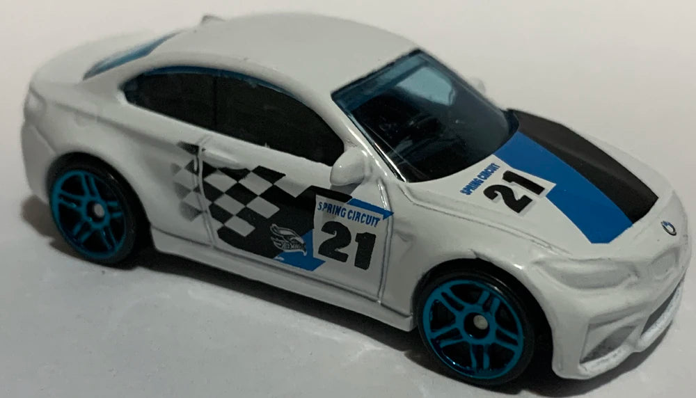 Hot Wheels 2021 - Theme / Easter / Spring Series 1/5 - 2016 BMW M2 - White - Teal PR5 Wheels - Grocery Store Exclusive