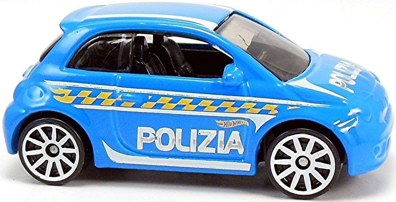 Hot Wheels 2015 - Collector # 050/250 - HW City / HW Rescue - Fiat 500 - Blue / Polizia - NOT a Treasure Hunt - USA 'Treasure Hunt' Card