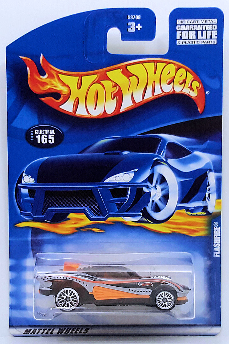 Hot Wheels 2001 - Collector # 165/240 - Flashfire - Silver & Black - WSP Wheels - USA Card