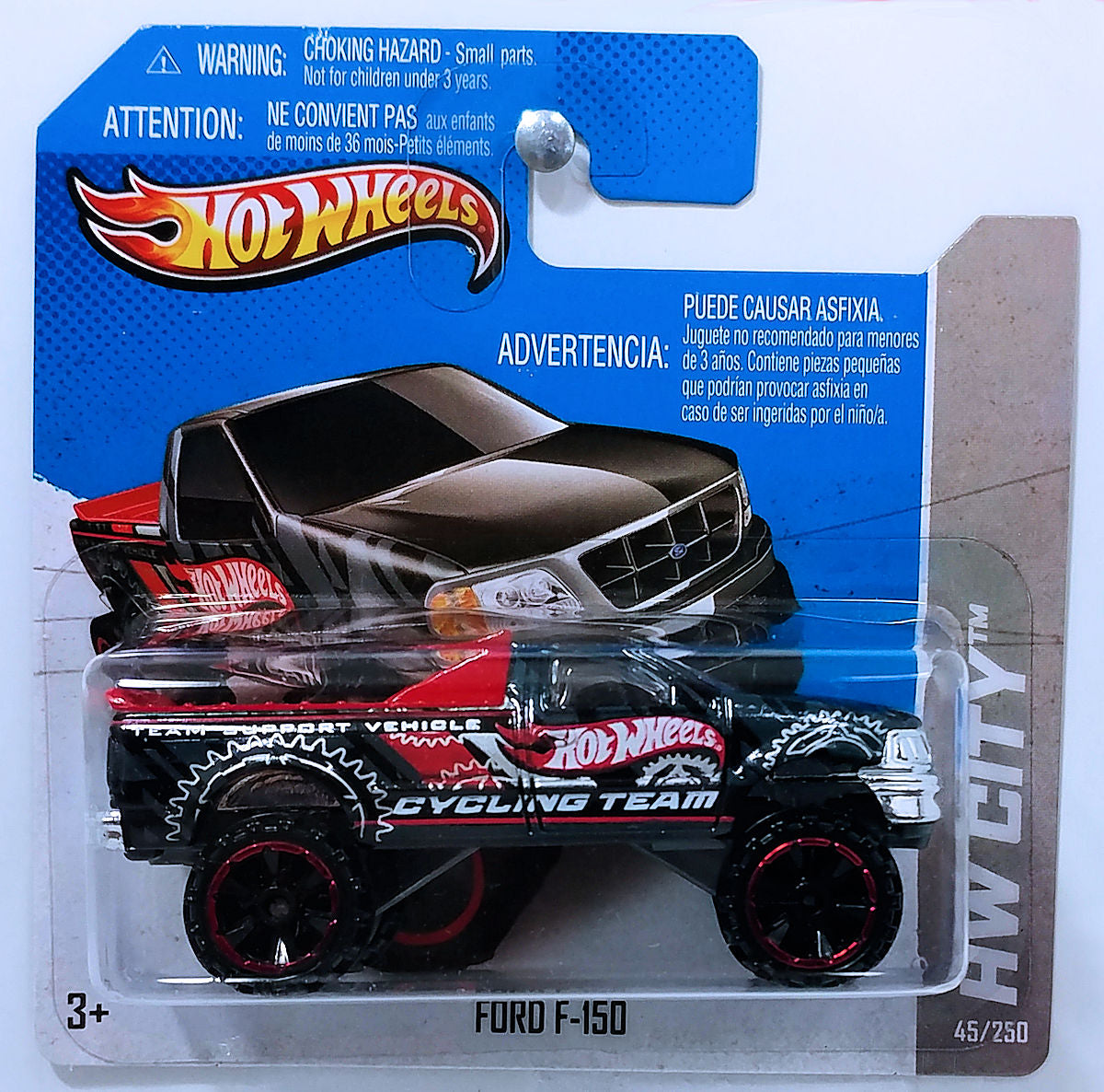 Hot Wheels 2013 - Collector # 045/250 - HW City / HW City Works - Ford F-150 - Black / with Red Bed Cover - OR6SP Wheels - SC