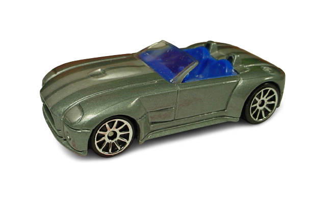 Hot Wheels 2005 - Collector # 001/183 - First Editions / Realistix 1/20 - Ford Shelby Cobra Concept - Gray / Short Racing Stripes - 10 Spoke Wheels - USA Card