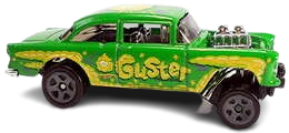 Hot Wheels 2021 - Collector # 121/250 - Mattel Games 4/5 - '55 Chevy Bel Air Gasser - Green / Guster - USA