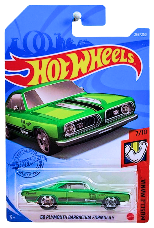 Hot Wheels 2021 - Collector # 239/250 - Muscle Mania 7/10 - '68 Plymouth Barracuda Formula S - Green - IC