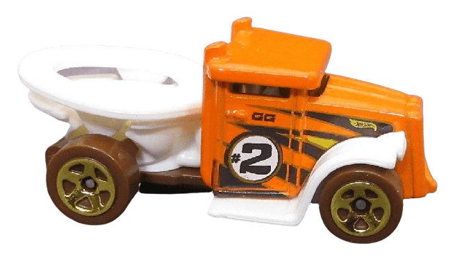 Hot Wheels 2023 - Collector # 048/250 - Experimortors 03/05 - Gotta Go - Orange - '#2' - 5 Spoke - SPECIAL FEATURE / Back Lid Up/Down Movement - IC