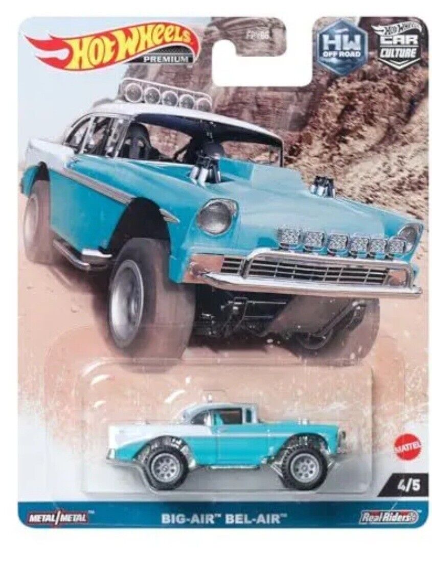 Hot Wheels 2023 - Premium / Car Culture / HW Off Road # 4/5 - Big-Air Bel-Air - Turquoise & White - Metal/Metal & Real Riders