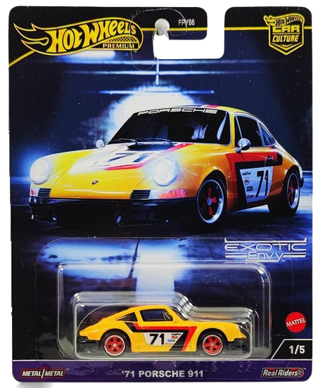 Hot Wheels 2024 - Premium / Car Culture / Exotic Envy 1/5 - '71 Porsche 911 - Yellow / #71 - Metal/Metal & Real Riders