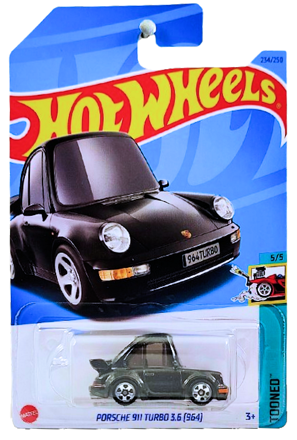 Hot Wheels 2023 - Collector # 234/250 - Tooned 05/05 - New Models - Porsche 911 Turbo 3.6 (964) - Black - IC