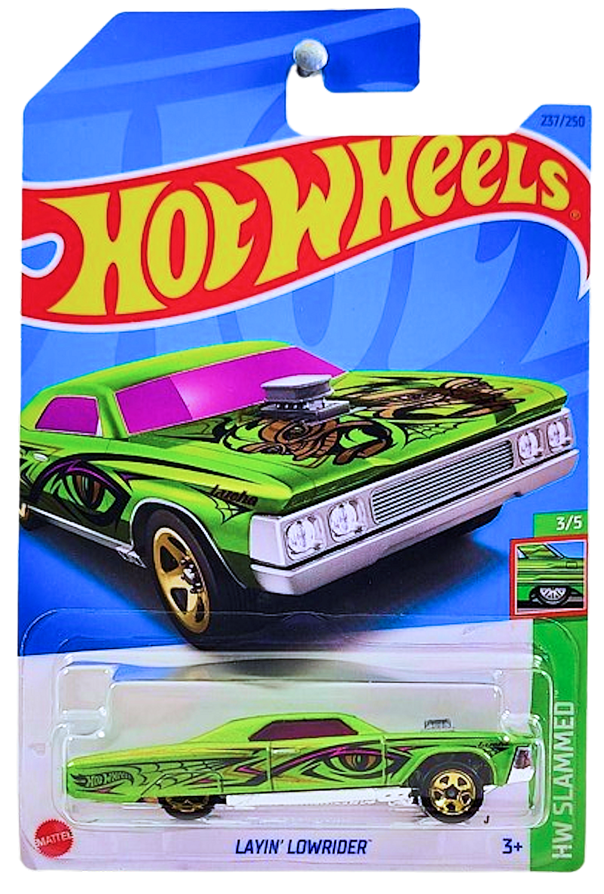 Hot Wheels 2023 - Collector # 237/250 - HW Slammed 02/05 - Layin' Lowrider - Metalflake Lime Green - IC