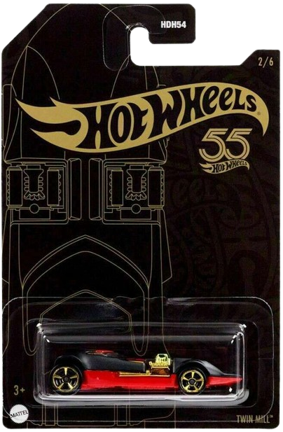 Hot Wheels 2023 - Theme Series / 55th Anniversary Black & Yellow 02/06 - Twin Mill - Matte Black