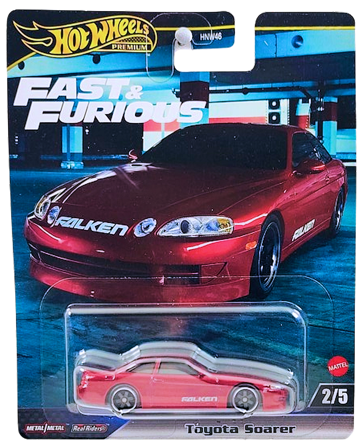 Hot Wheels 2024 - Premium / Fast & Furious 2/5 - Toyota Soarer - Metallic Red / Falken - Metal/Metal & Real Riders - New Casting