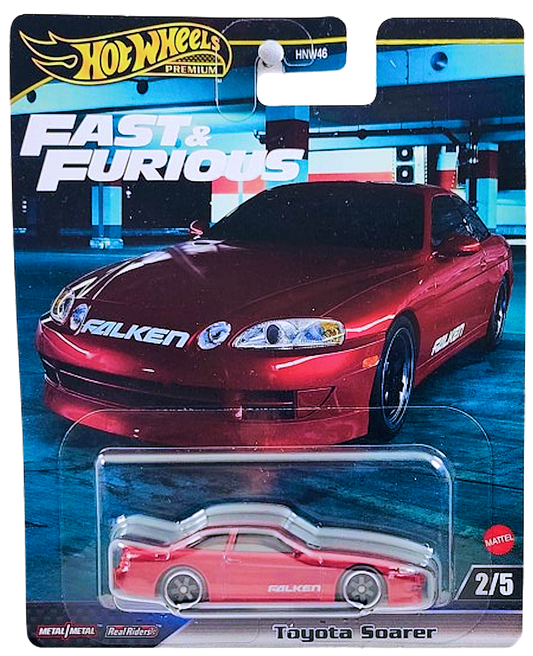 Hot Wheels 2024 - Premium / Fast & Furious 2/5 - Toyota Soarer - Metallic Red / Falken - Metal/Metal & Real Riders - New Casting