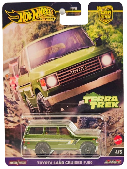 Hot Wheels 2024 - Premium / Car Culture / Terra Trek 4/5 - Toyota Land Cruiser FJ60 - Dark Green - Metal/Metal & Real Riders