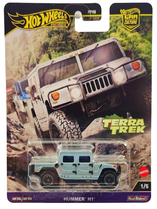 Hot Wheels 2024 - Premium / Car Culture / Terra Trek 1/5 - Hummer H1 - Satin Gray - Metal/Metal & Real Riders