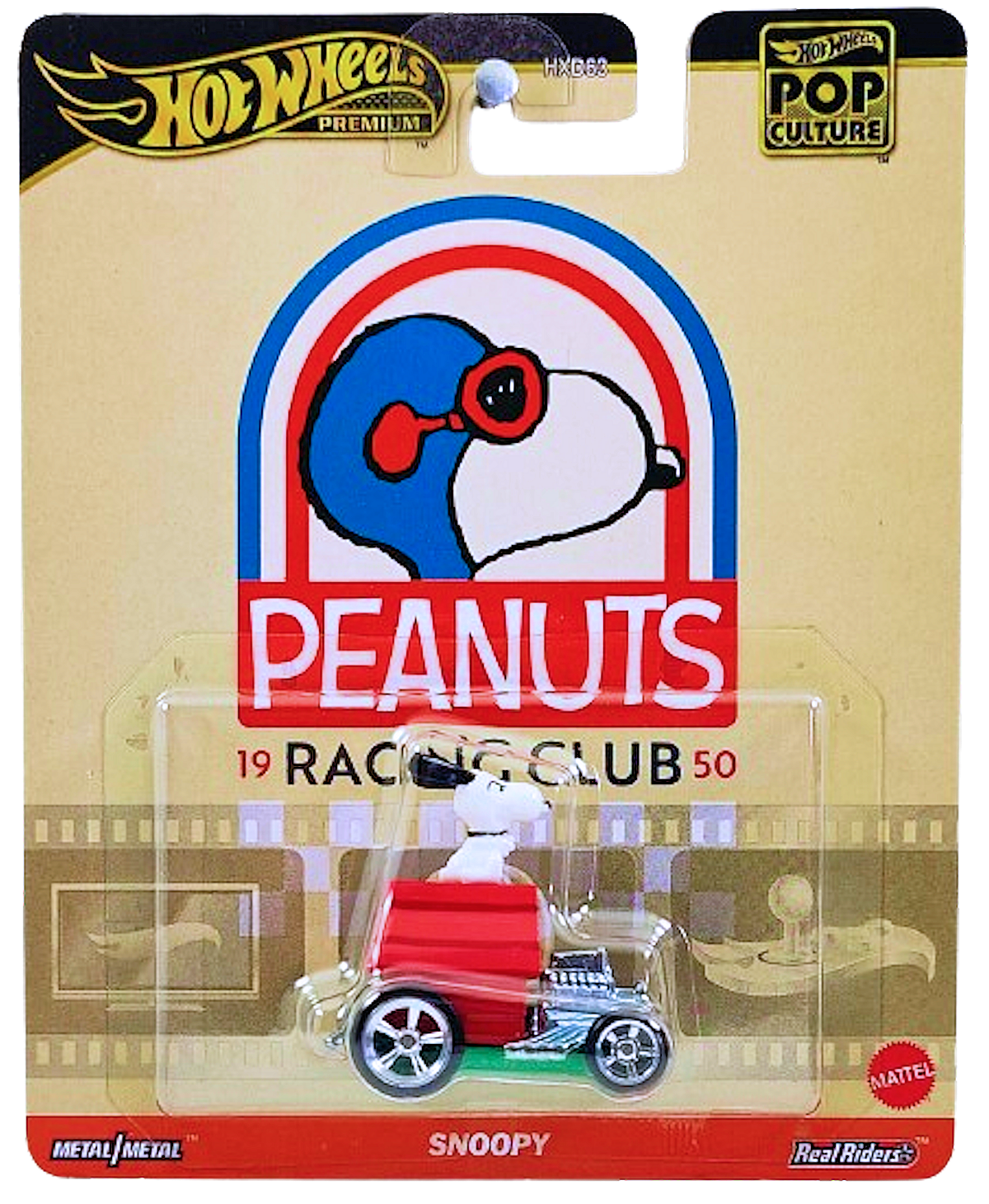 Hot Wheels 2024 - Premium / Pop Culture / Peanuts - Snoopy - Red - Metal/Metal &amp; Real Riders - 1950 Racing Club Card