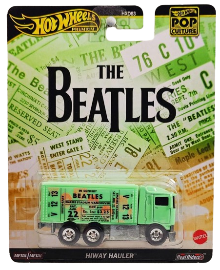 Hot Wheels 2024 - Premium / Pop Culture / The Beatles - Hiway Hauler - Mint Green / Empire Stadium Vancouver Ticket Stub - Metal/Metal & Real Riders - The Beatles Ticket Stub Card