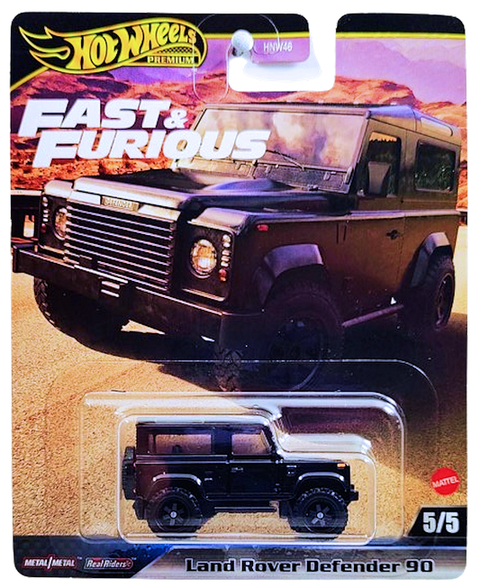 Hot Wheels 2024 - Premium / Fast & Furious / F9 The Fast Saga 5/5 - Land Rover Defender 90 - Black - Metal/Metal & Real Riders