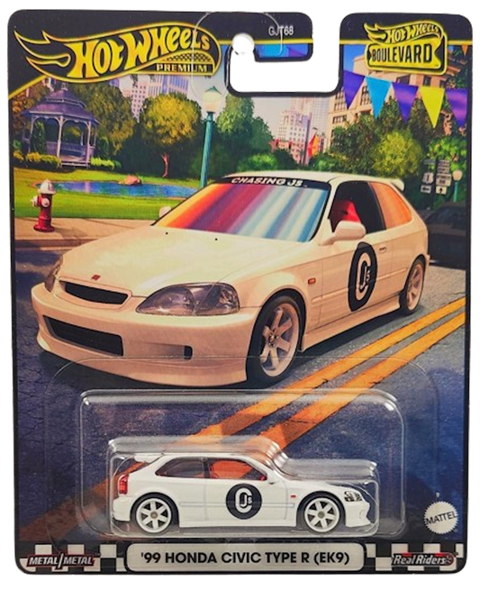 Hot Wheels 2024 - Premium / Boulevard - '99 Honda Civic Type R (EK9) - White - Metal/Metal & Real Riders - Walmart Exclusive