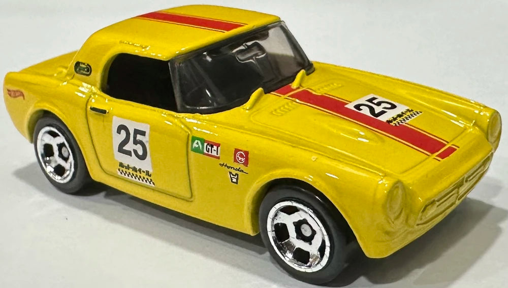 Hot Wheels 2024 - Collector # 209/250 - HW Race Day 10/10 - New Models - Honda S800 Racing - Yellow / Red Stripe / #25 - USA Card