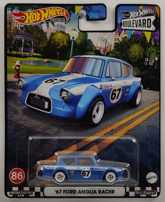 Hot Wheels 2023 - Premium / Boulevard # 86 - '67 Ford Anglia Racer - Blue / Rally Decos # 67 - Metal/Metal & Real Riders - Walmart Exclusive